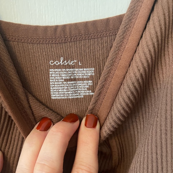 Colsie Chocolate Ribbed Top - Picture 3 of 3